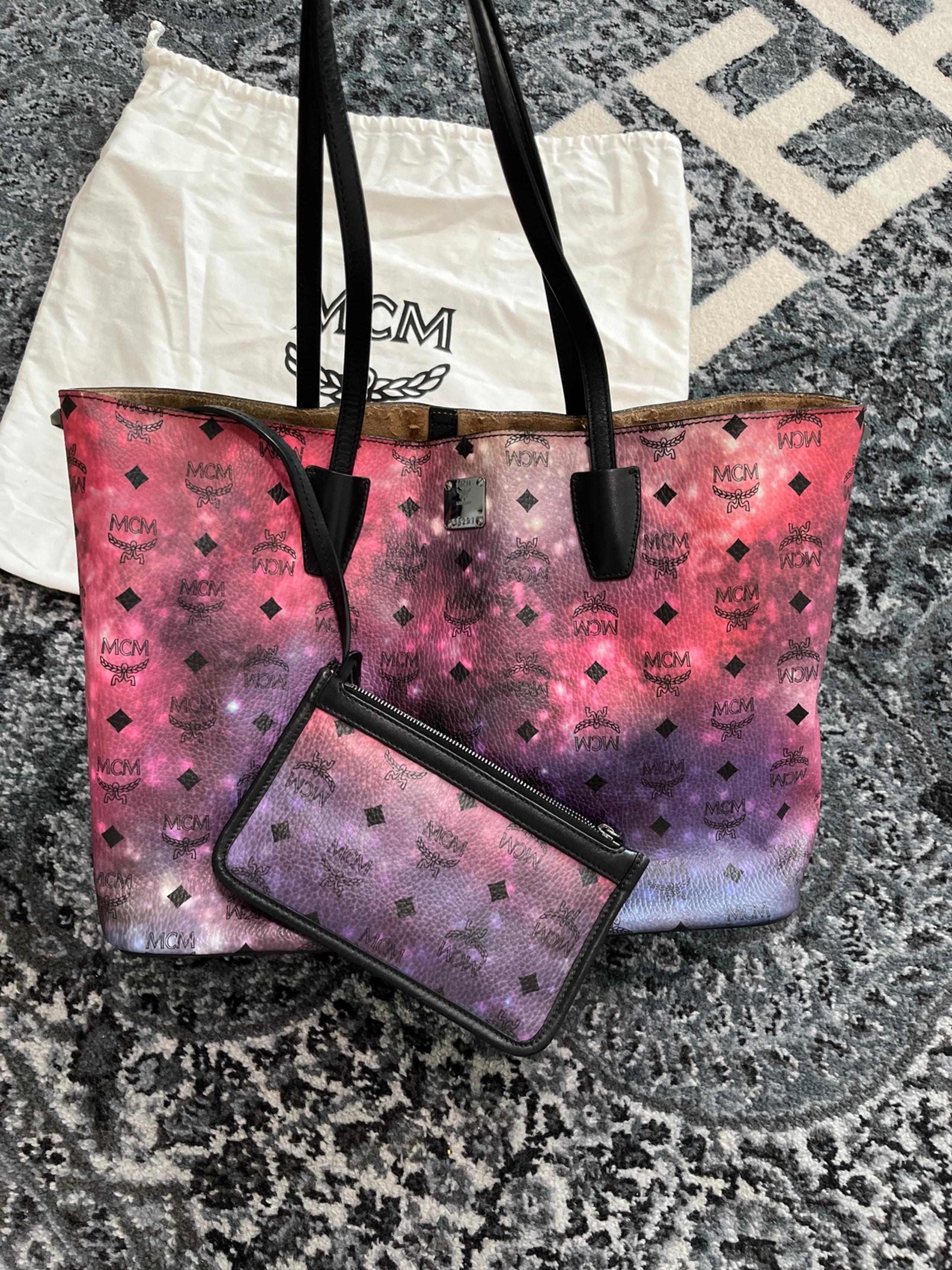 Auth MCM Galaxy Visetos Medium Shopper Tote Multicolor