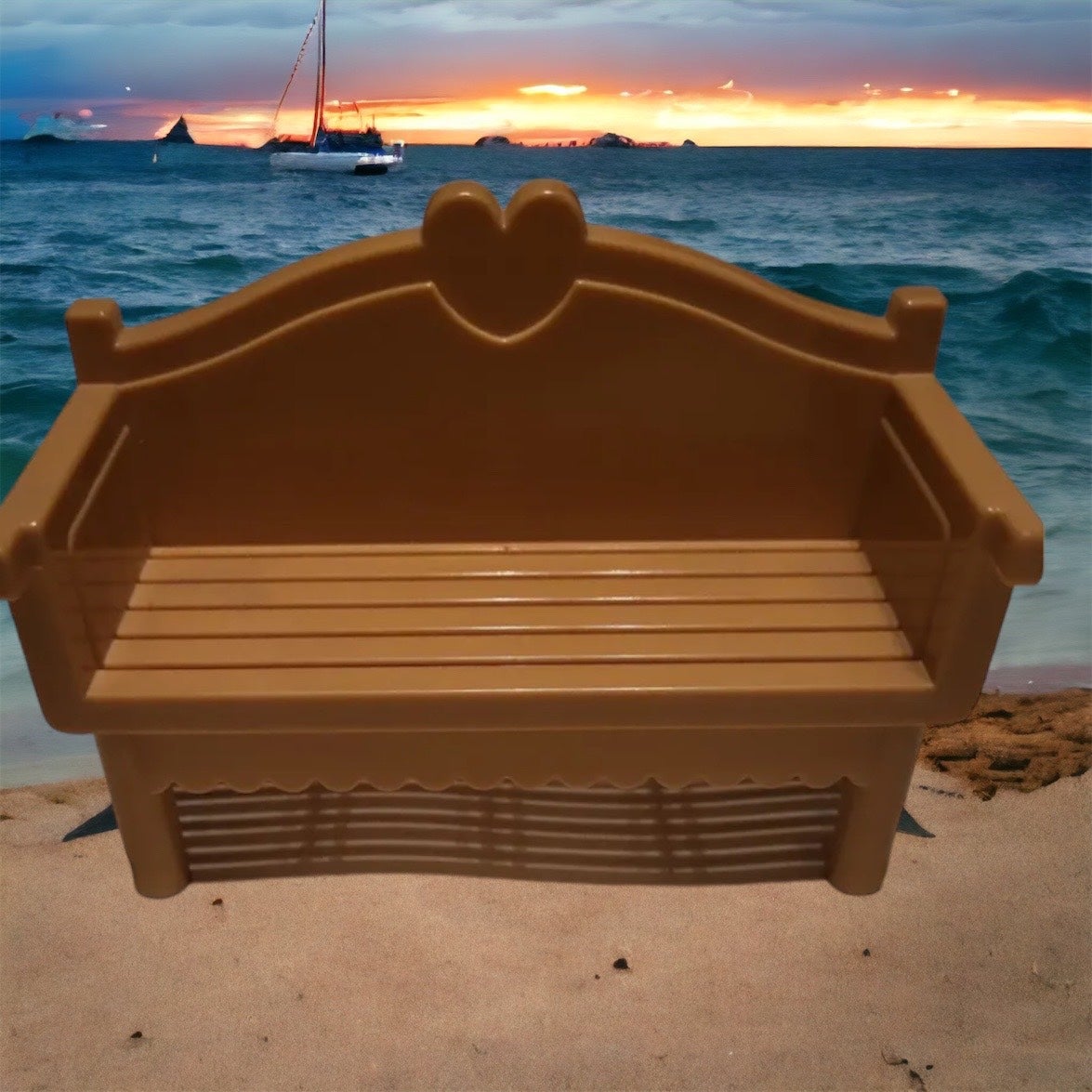 Super rare playskool bench for pool patio hearts cute! Dollhouse