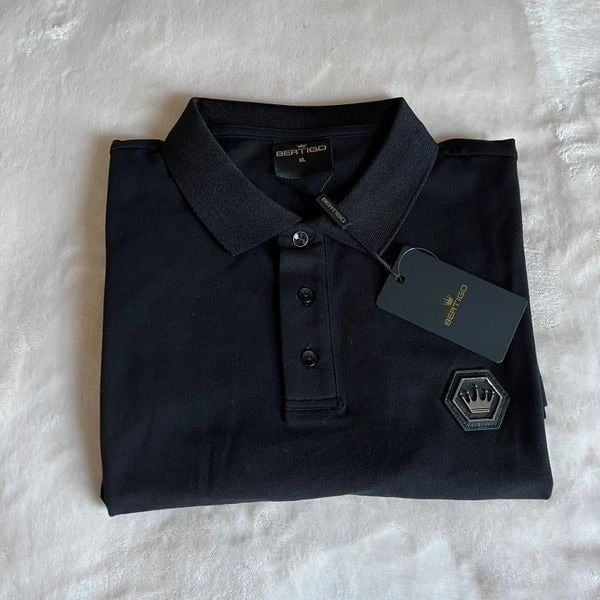 Bertigo Men's Black Rex Patch Polo