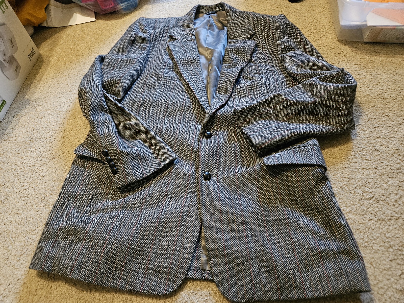 Vintage Oakton Mens 44L Gray Blazer Sport Coat Suit Jacket Used Condition