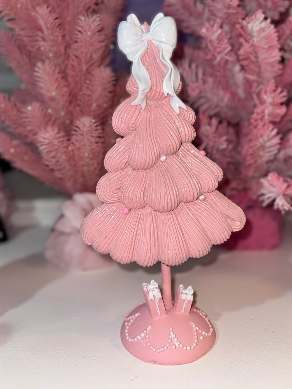 NEW2025 Christmas Bella lux pink Christmas tree with coquette white bow