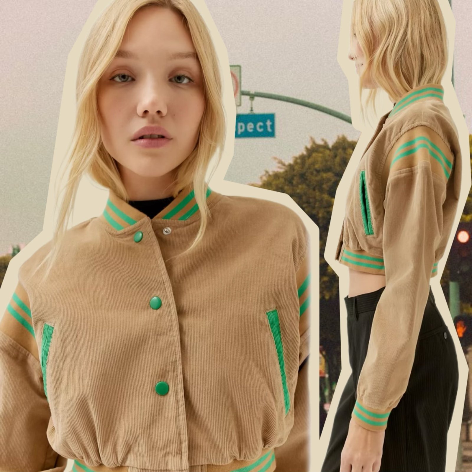 NWOT Urban Outfitters Cropped Corduroy Varsity Jacket