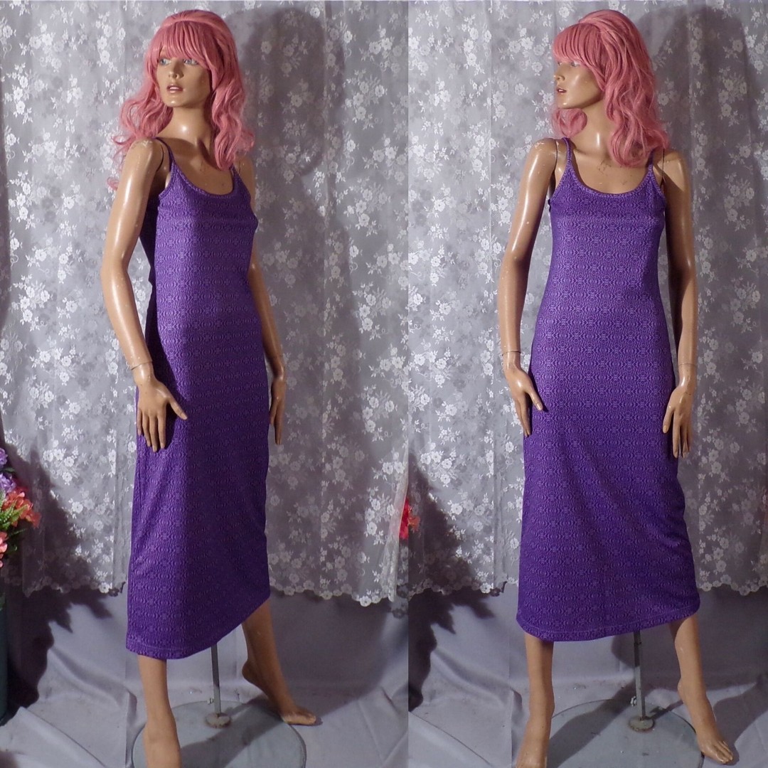 90s Purple Dress Vintage 1990s Groovy Spaghetti Strap Midi Retro Y2K Size XS