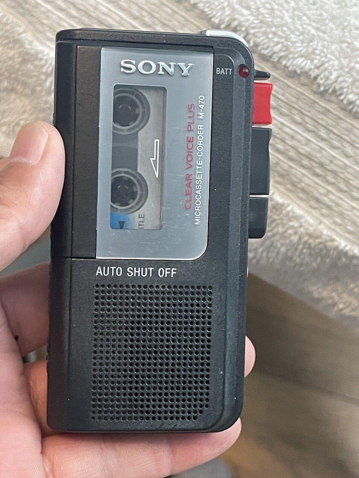 SONY M-470 Clear Voice Plus Handheld Microcassette Recorder - Good Condition