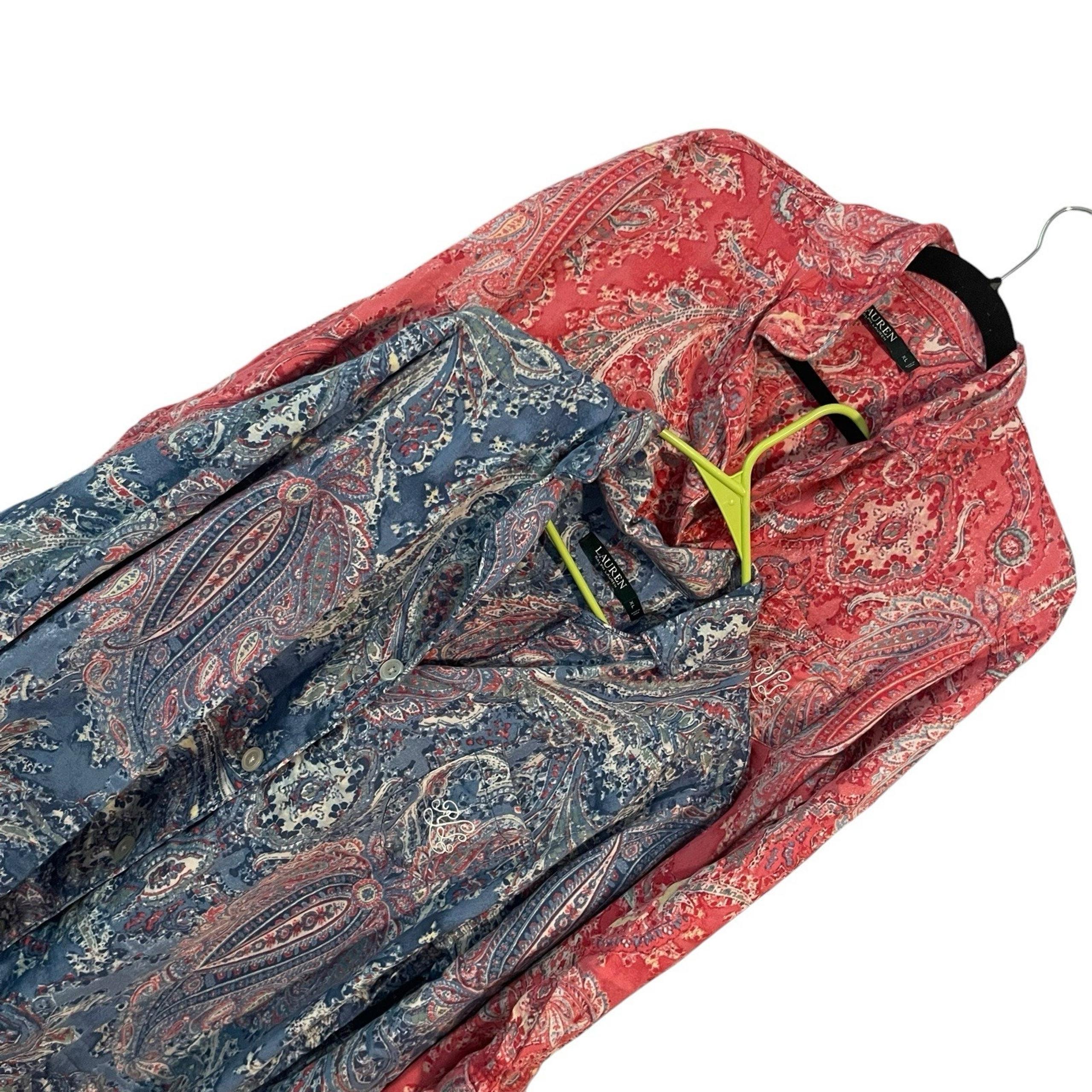 Lauren Ralph Lauren LRL 2 Piece Paisley Pajama Top Cotton Size XL