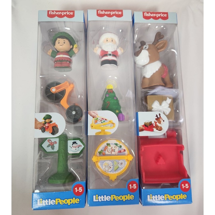 Fisher Price Little People Set Of 3 Christmas Settings NIB