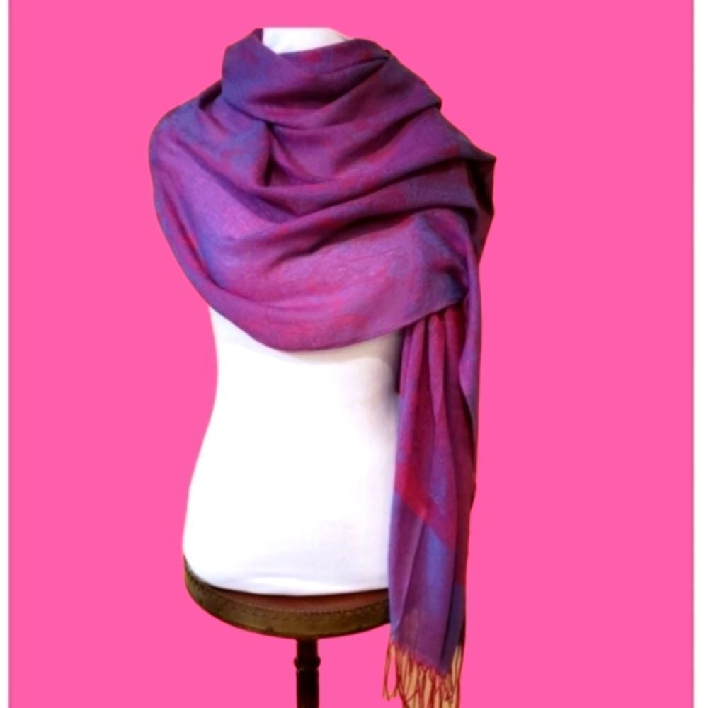 NWT Pink Blue Pashmina Silk Wrap/Scarf