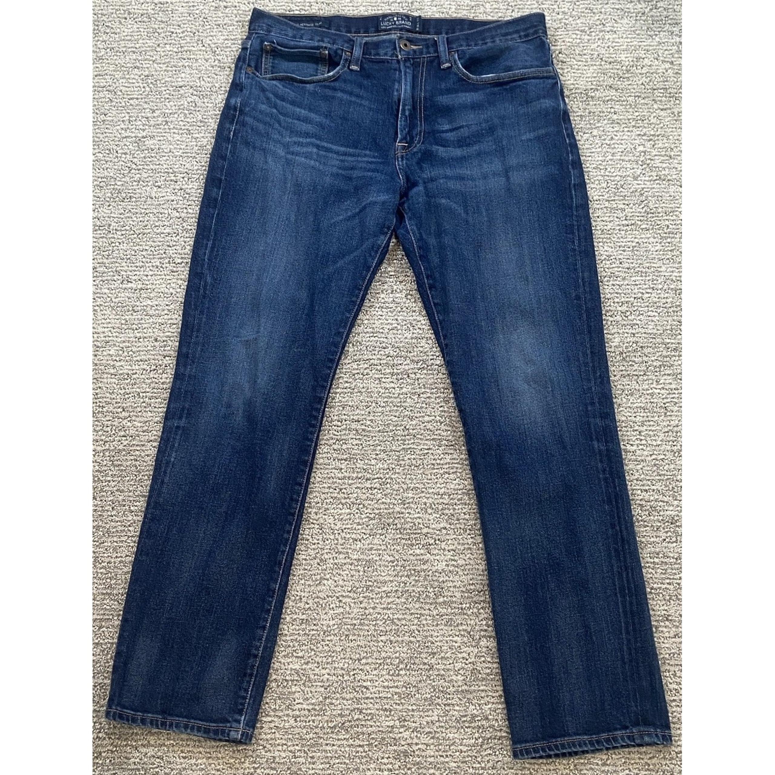 Lucky Brand Men's 121 Heritage Slim Jeans Size 34x32 Whiskers Handcrafted