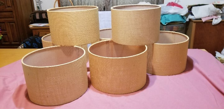 Set of 3 Burlap Drum Lamp Shades