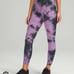 Lululemon Power Thru High Rise - WITH POCKETS - purple & black tie dye - Size 6