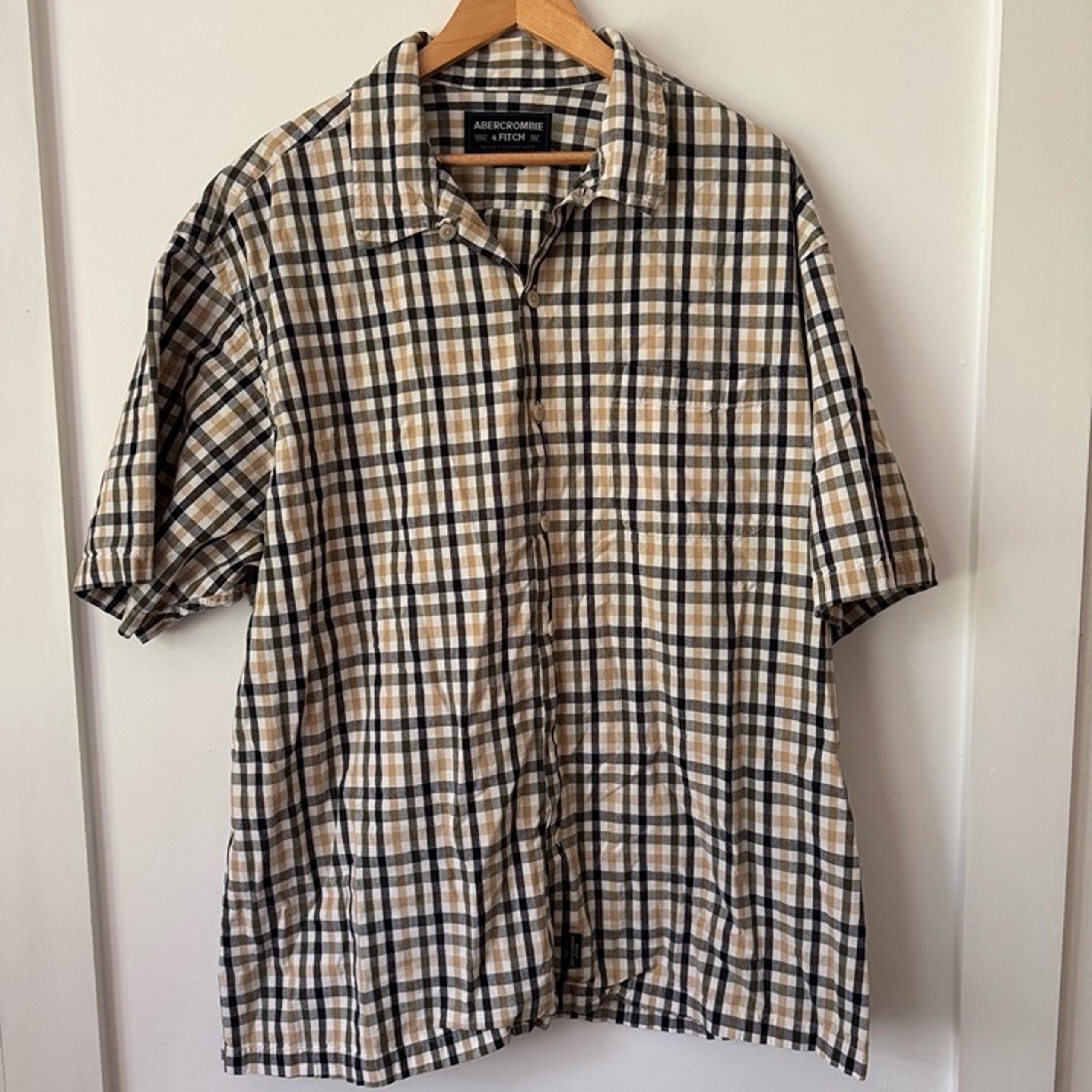 Y2K Abercrombie & Fitch Mens Oversized Plaid Short Sleeve Shirt XL Skater Preppy