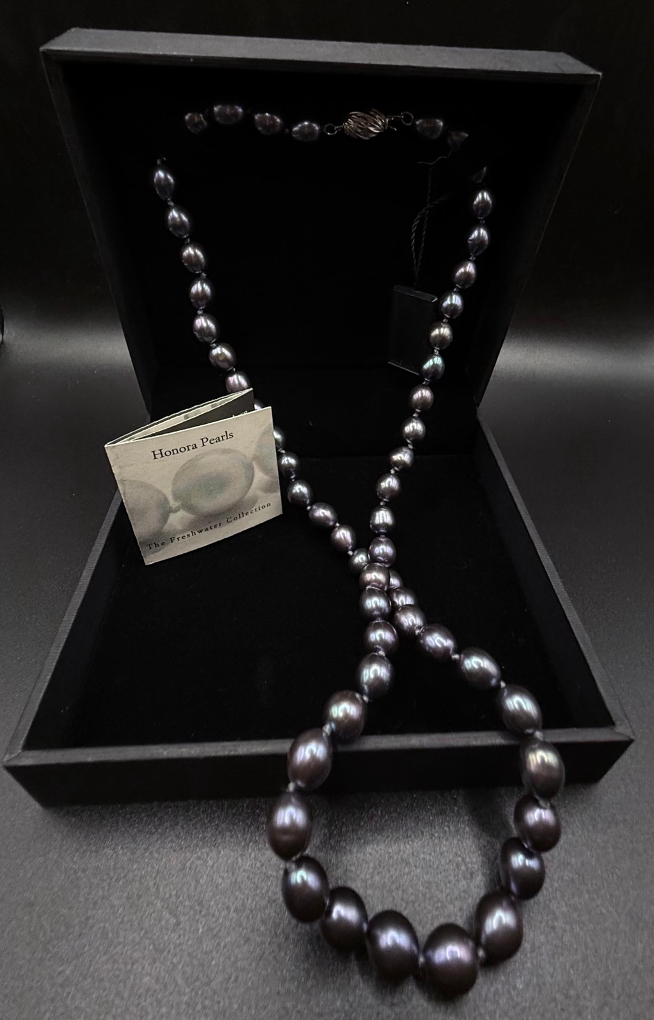 20" PURPLE Pearl Necklace With Sterling Clasp Freshwater Collection NIB - Honora