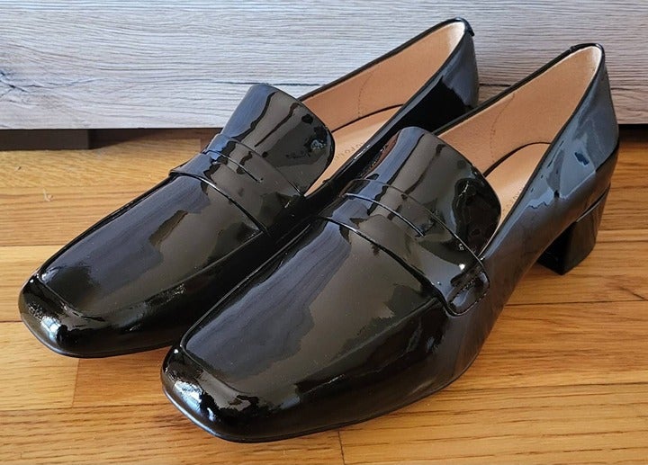 NWT Anthropologie patent leather loafer heels