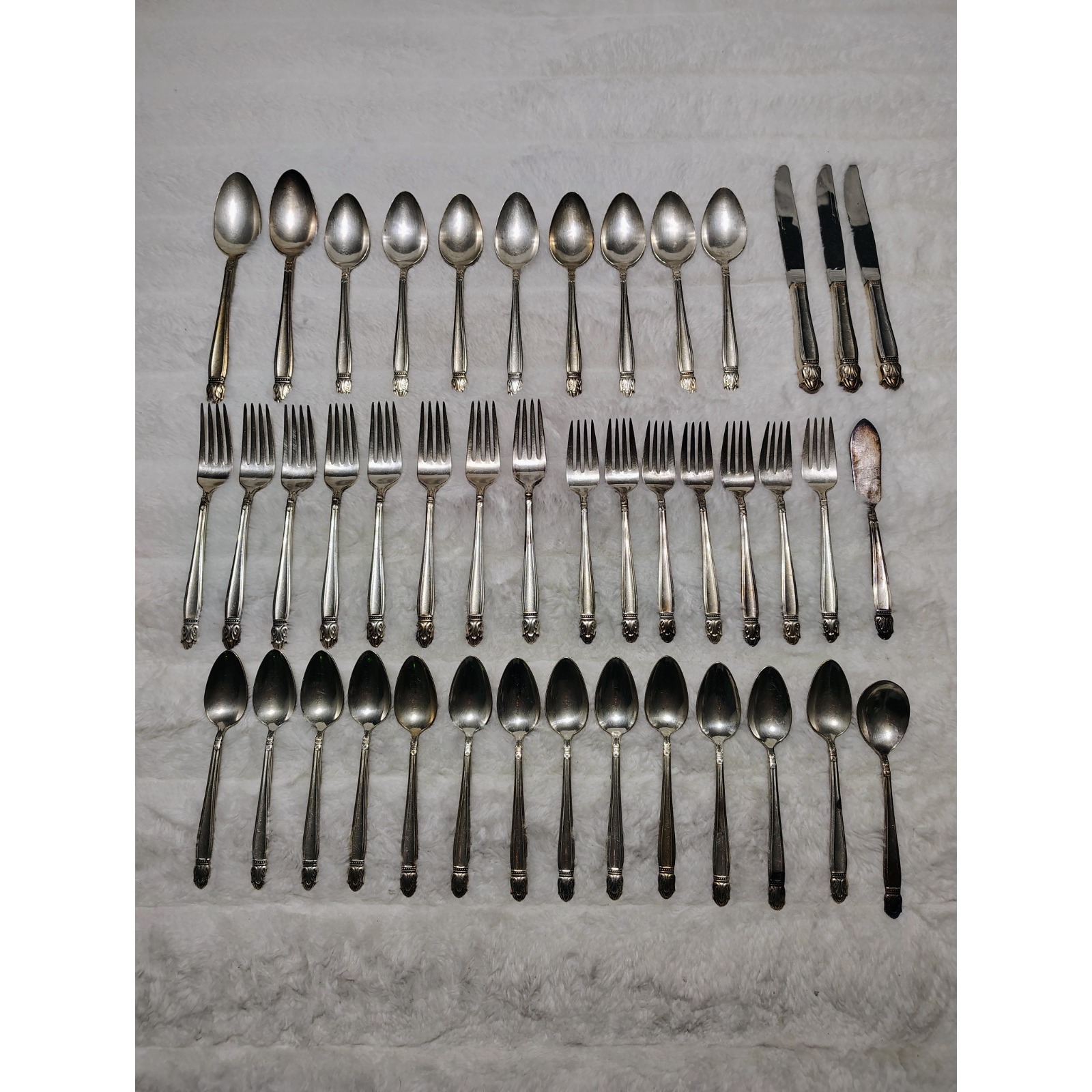 1938 Holmes & Edwards IS Inlaid Silver Plate Flatware Lot Of 43 Pc
