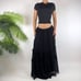 Vintage Black Whimsygoth Fairy Grunge Low Rise Boho Hippie Midi Skirt / 12
