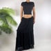 Vintage Black Whimsygoth Fairy Grunge Low Rise Boho Hippie Midi Skirt / 12