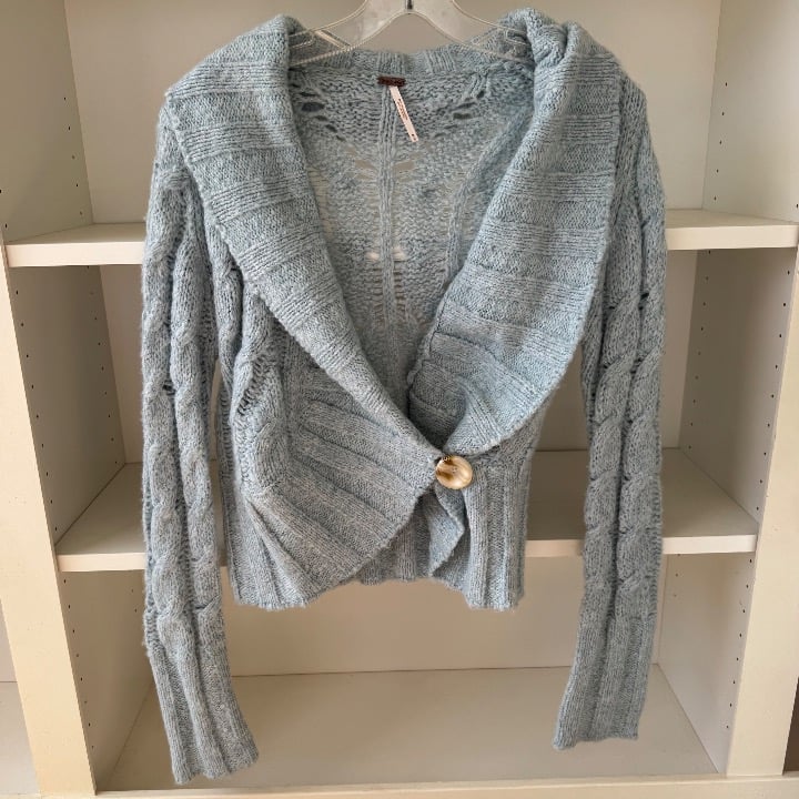 FREE PEOPLE Wool Blend Button Wrap Cardigan Sweater