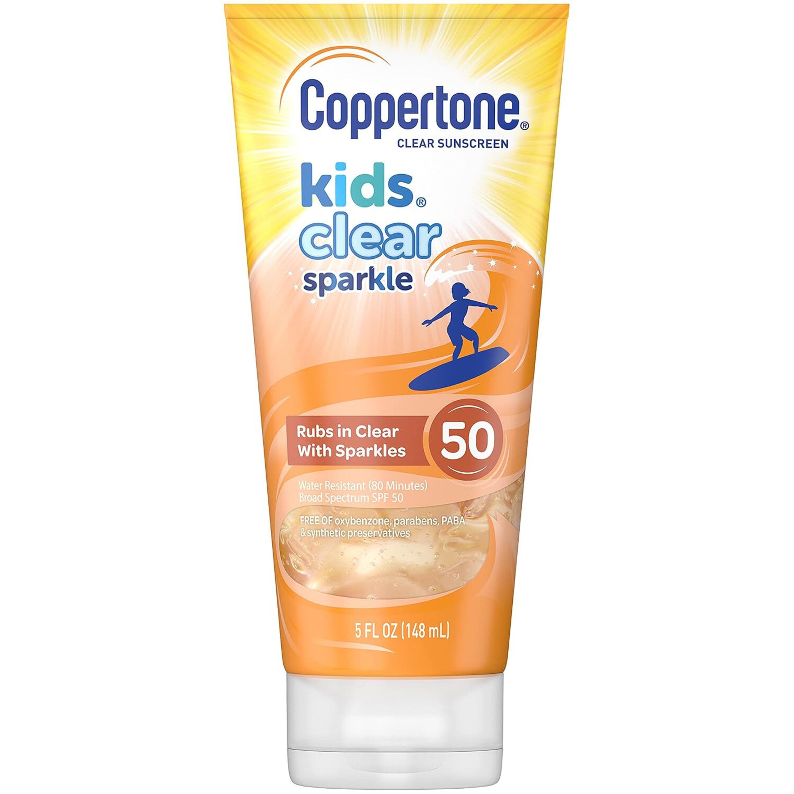 Coppertone Kids Clear Sparkle SPF 50 Sunscreen Lotion Water Resistant 5 oz