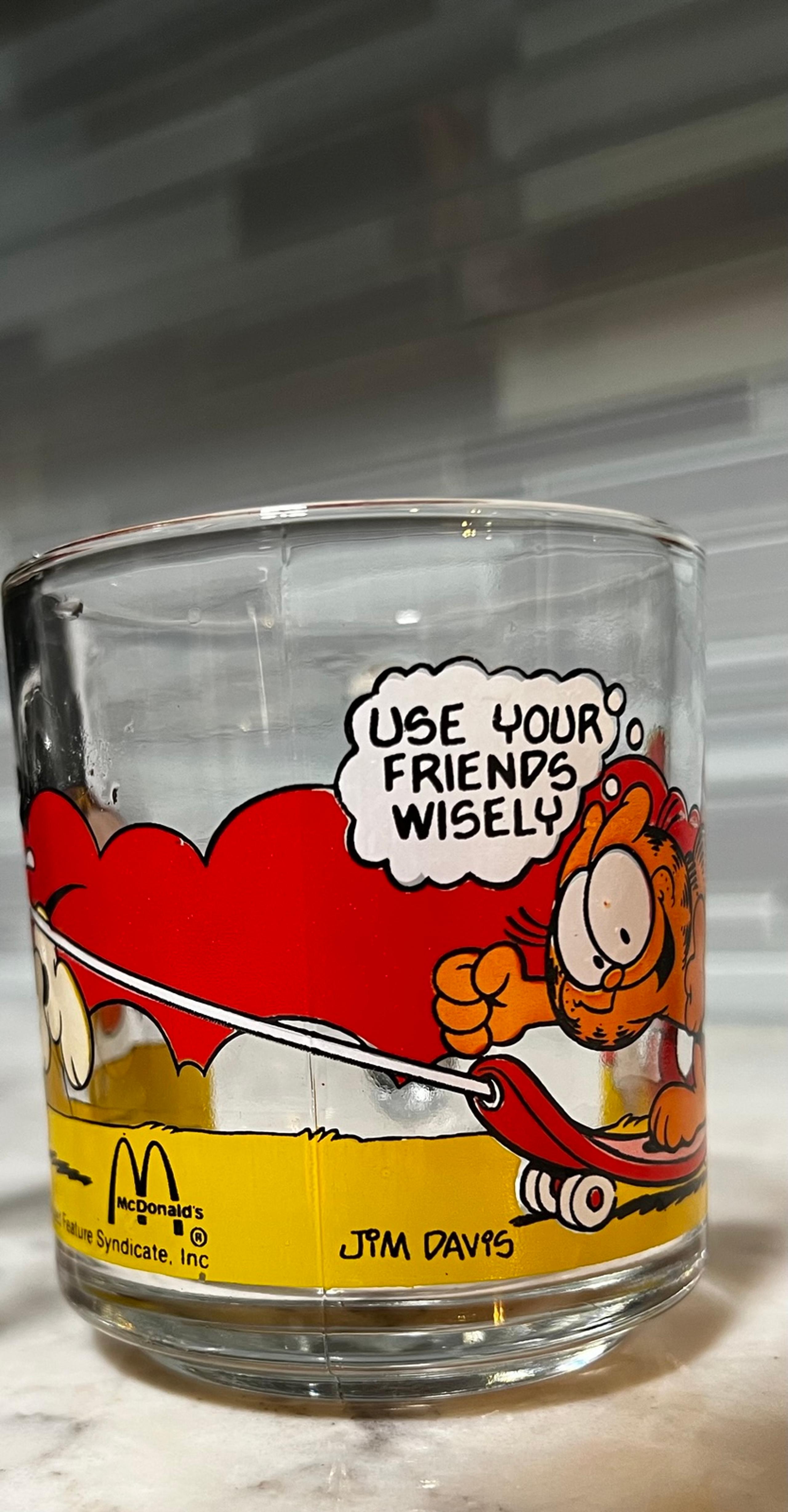 Vintage 1978 - 1980 Garfield Glass Mugs from McDonalds Set of 2