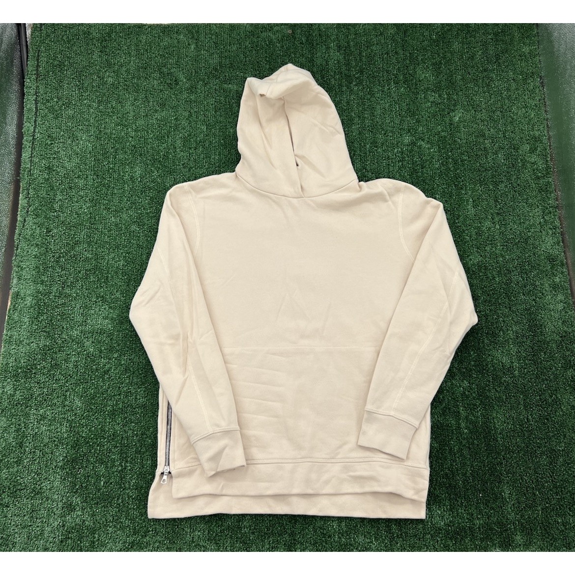 John Elliott Hooded Villain Sweatshirt Sz 4 XL Side Zip Cream Hoodie