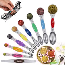 Measuring Spoons, Magnetic Measuring Spoons Set, Dual Sided, Stainless Steel, F