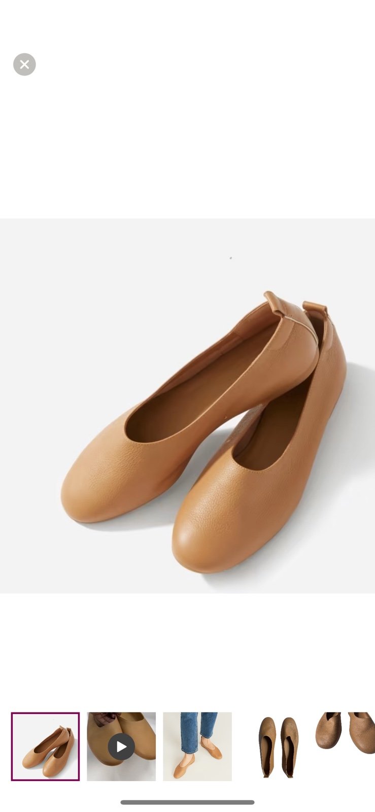 Everlane Caramel The Italian Leather Day Glove Flats Size 11