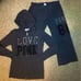 VS PINK vintage floral 86 velvet black boyfriend pants zip hoodie outfit set M/L