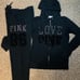 VS PINK vintage floral 86 velvet black boyfriend pants zip hoodie outfit set M/L