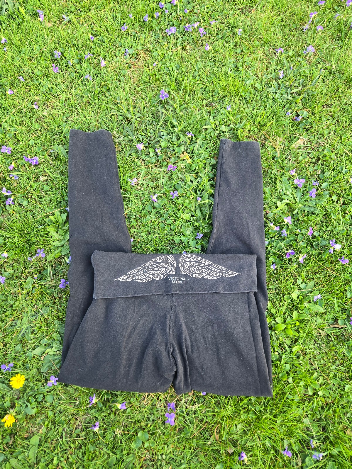 Early 2000s Victoria's Secret Bling Angel Wings Foldover Leggings♥︎