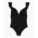 J. Crew Ruffle Shoulder V-Neck One Piece Swimsuit Black NWT Large