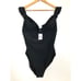J. Crew Ruffle Shoulder V-Neck One Piece Swimsuit Black NWT Large