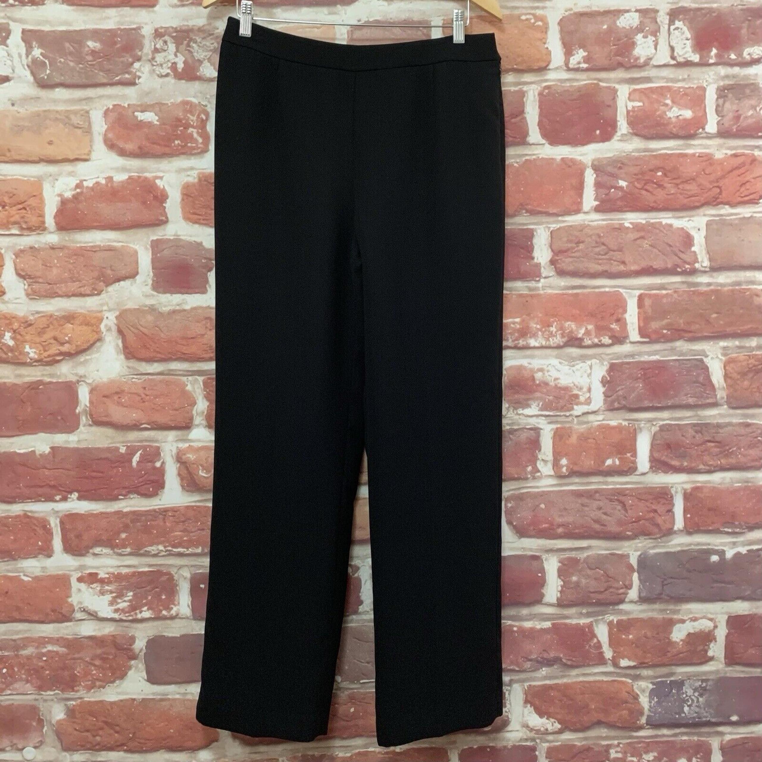 Le Suit Womens Size 8 Plain Black Career Work Office Straight Leg Trousers