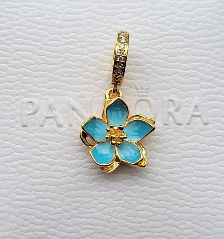 Pandora Gold Blue Blossom Charm