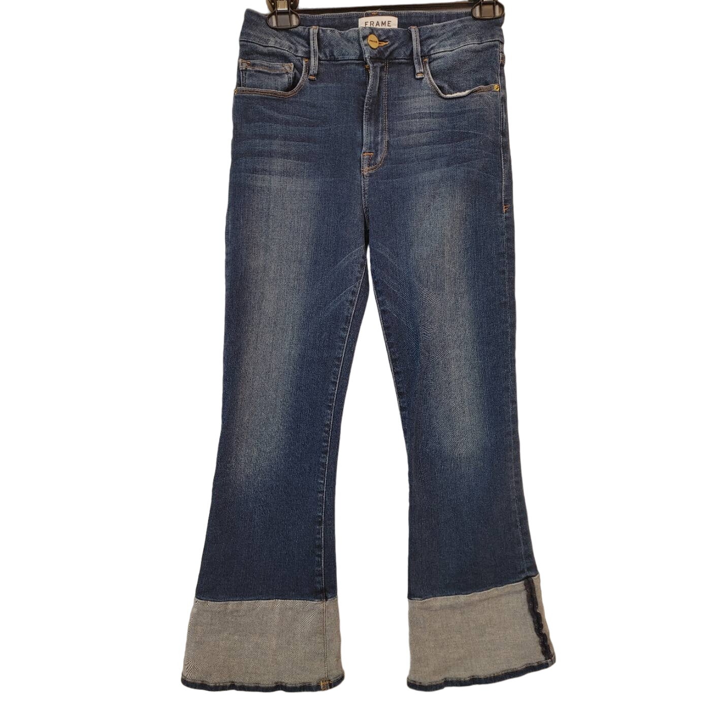 FRAME Le Crop Mini Boot Clifton Jeans Sz 27 Dark Wash