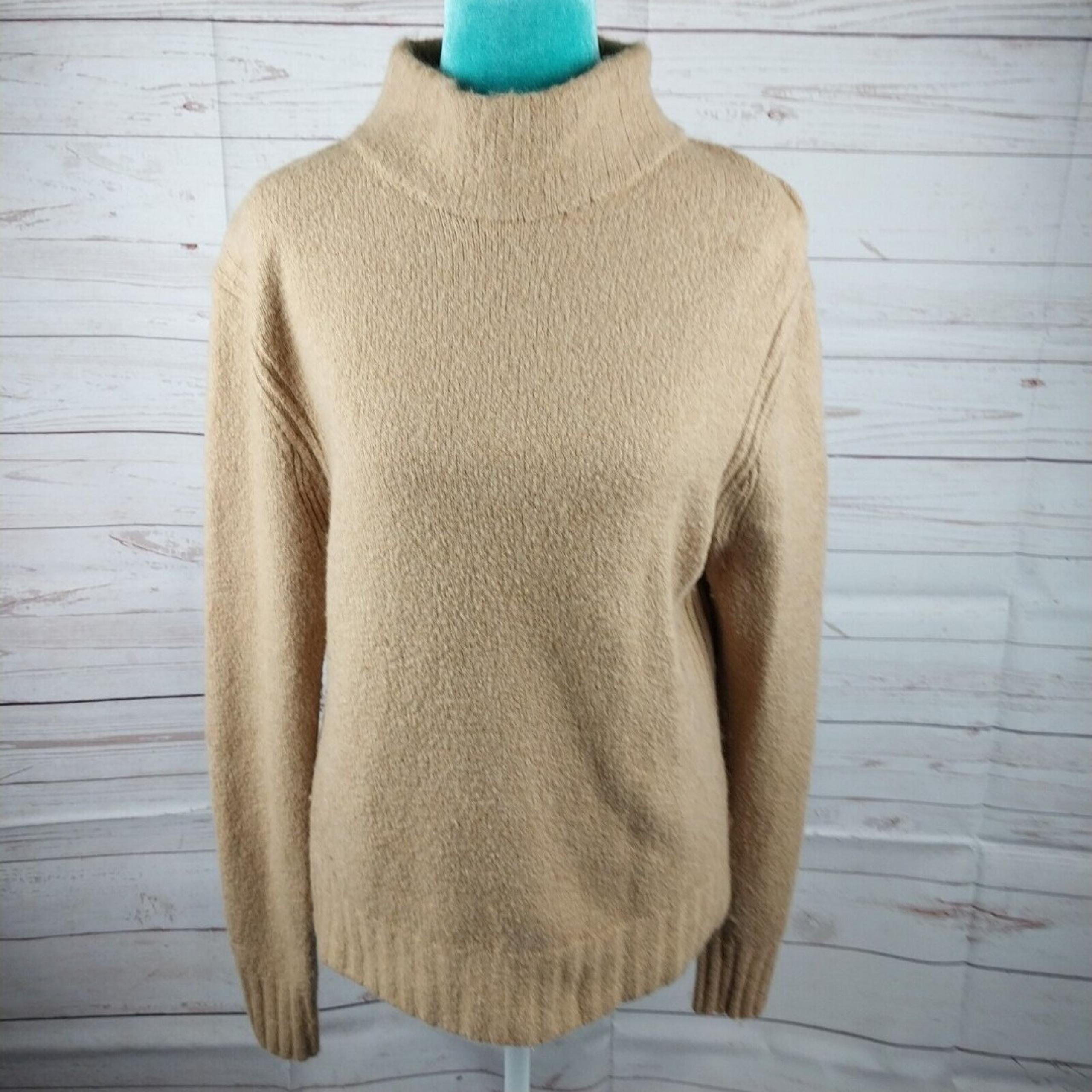 J.CREW Beige Mock Neck Sweater Merino Wool Alpaca Blend Womens Size Medium