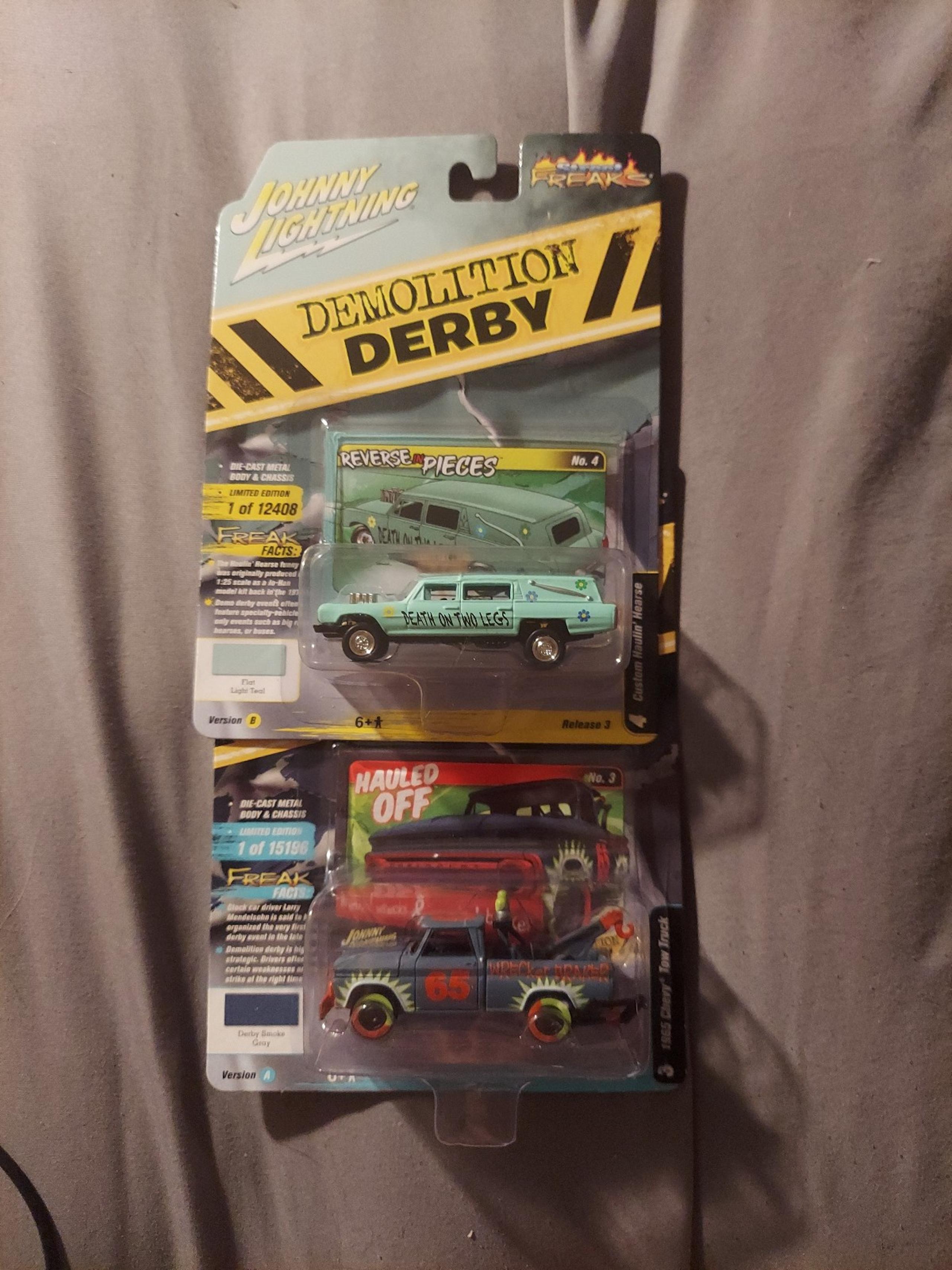 2 Johnny Lightning Demolition Derby die cast