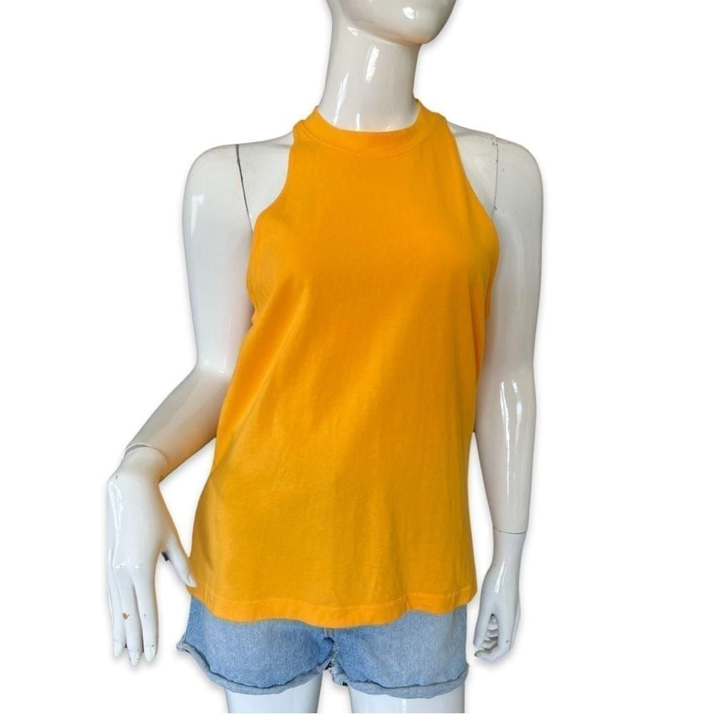 Monrow Halter Muscle Tee shirt yellow marigold