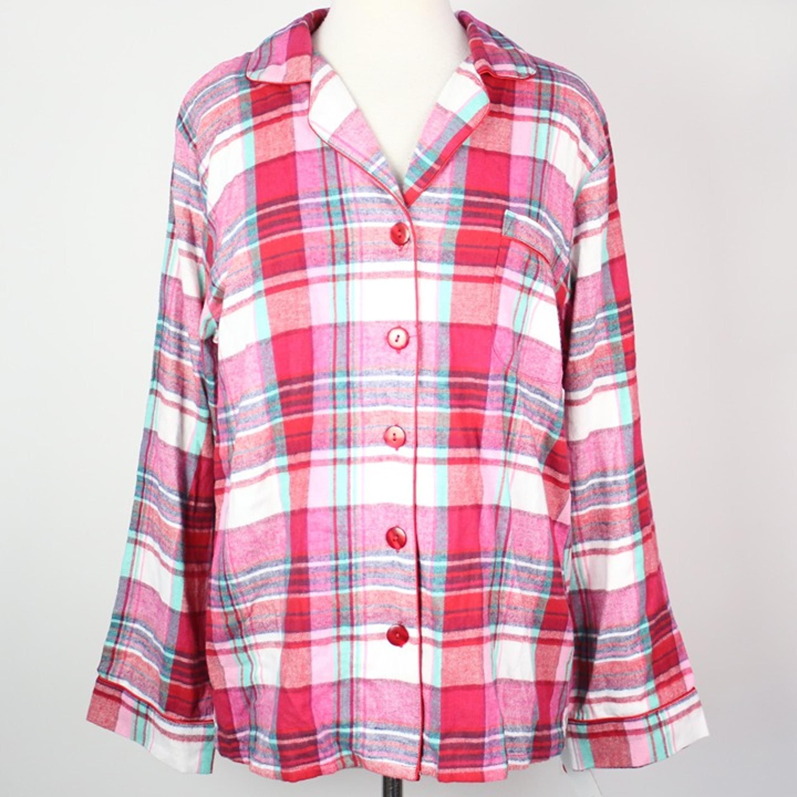NWT Xhilaration Womens Large Plaid Flannel Sleep Pajama Shirt Top