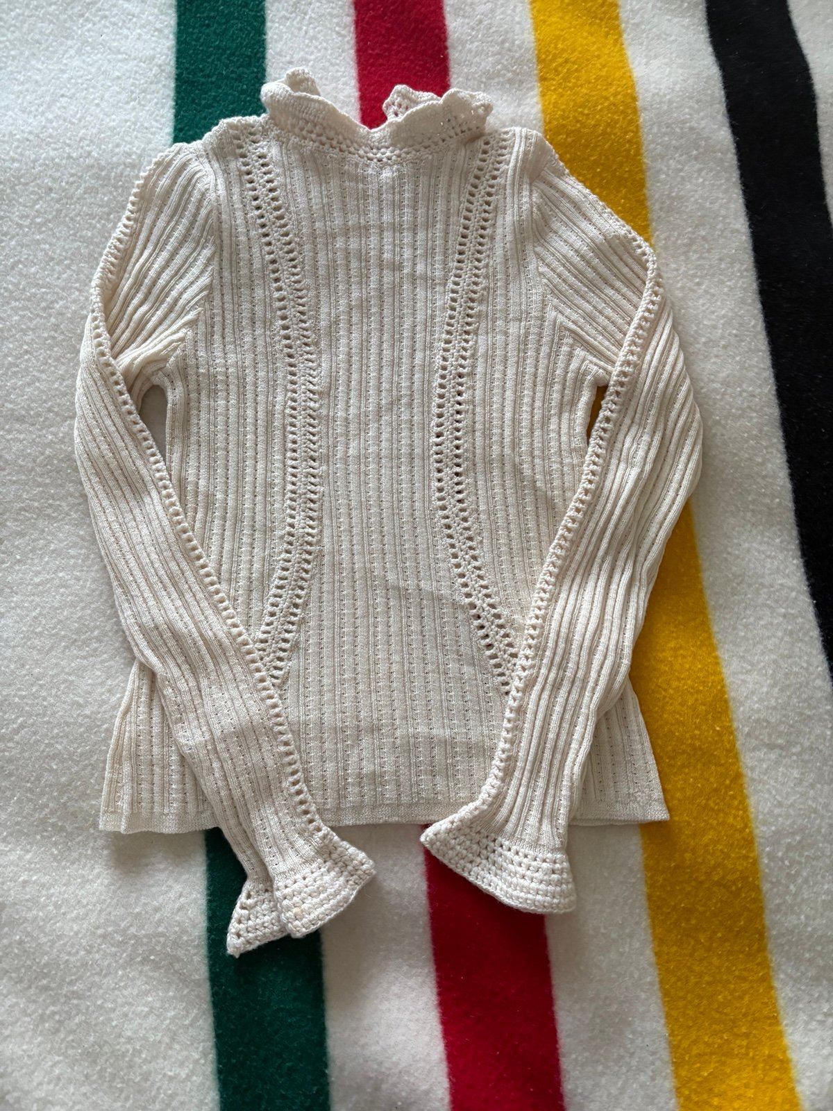 Sea New York Riva ribbed turtleneck cream size small