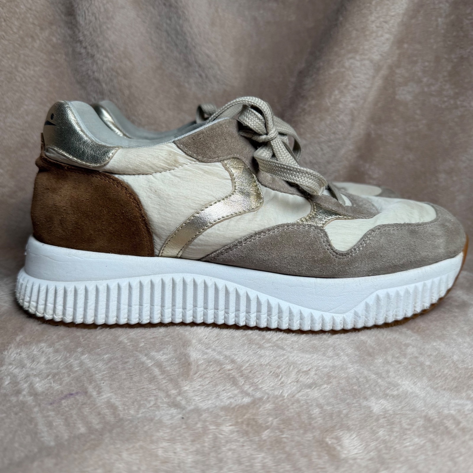 Voile Blanche Women's 40 US 10 Multicolor Platform Sneaker Suede Lace Up Casual