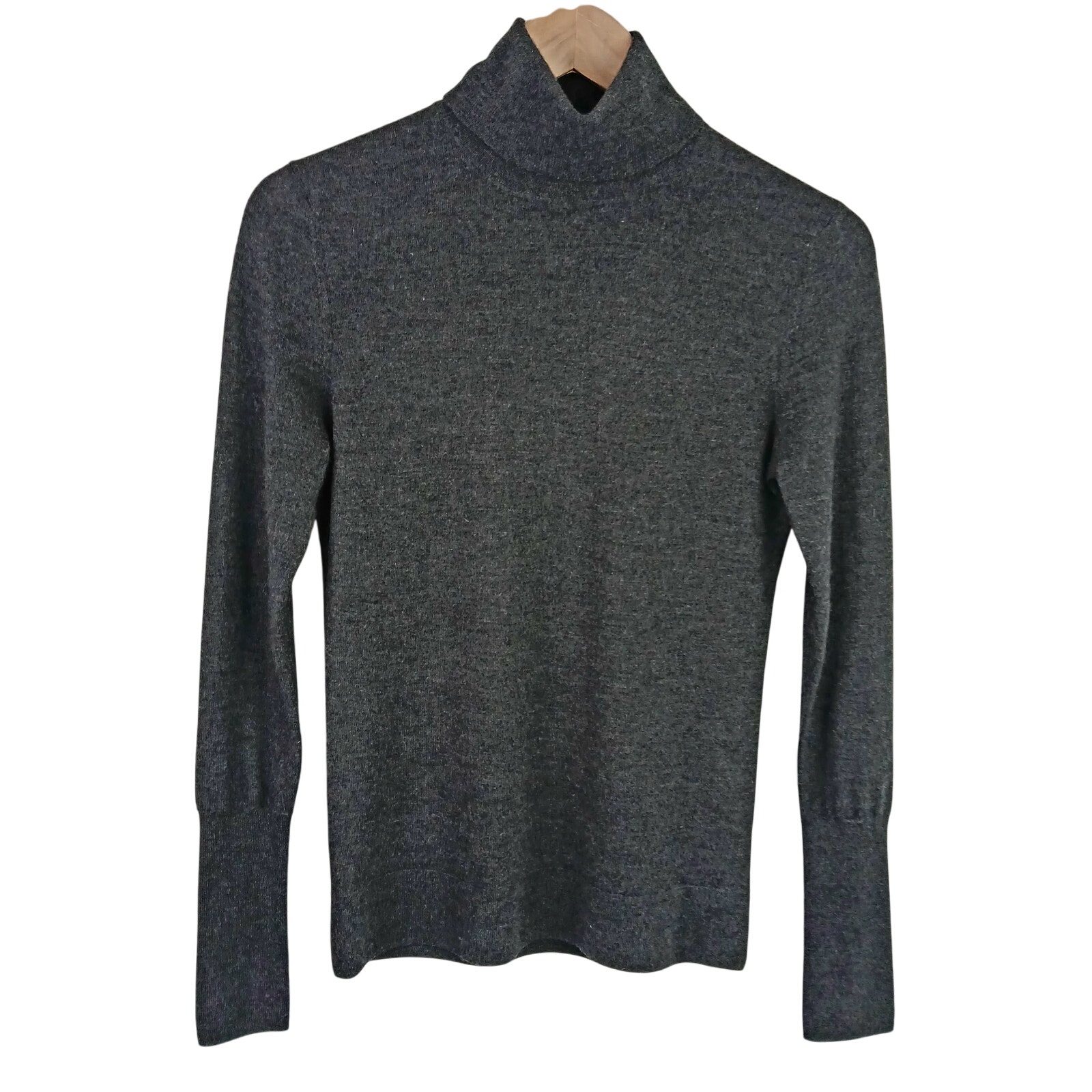 Saks Fifth Avenue SZ S 100% Cashmere Turtleneck Sweater Charcoal Gray