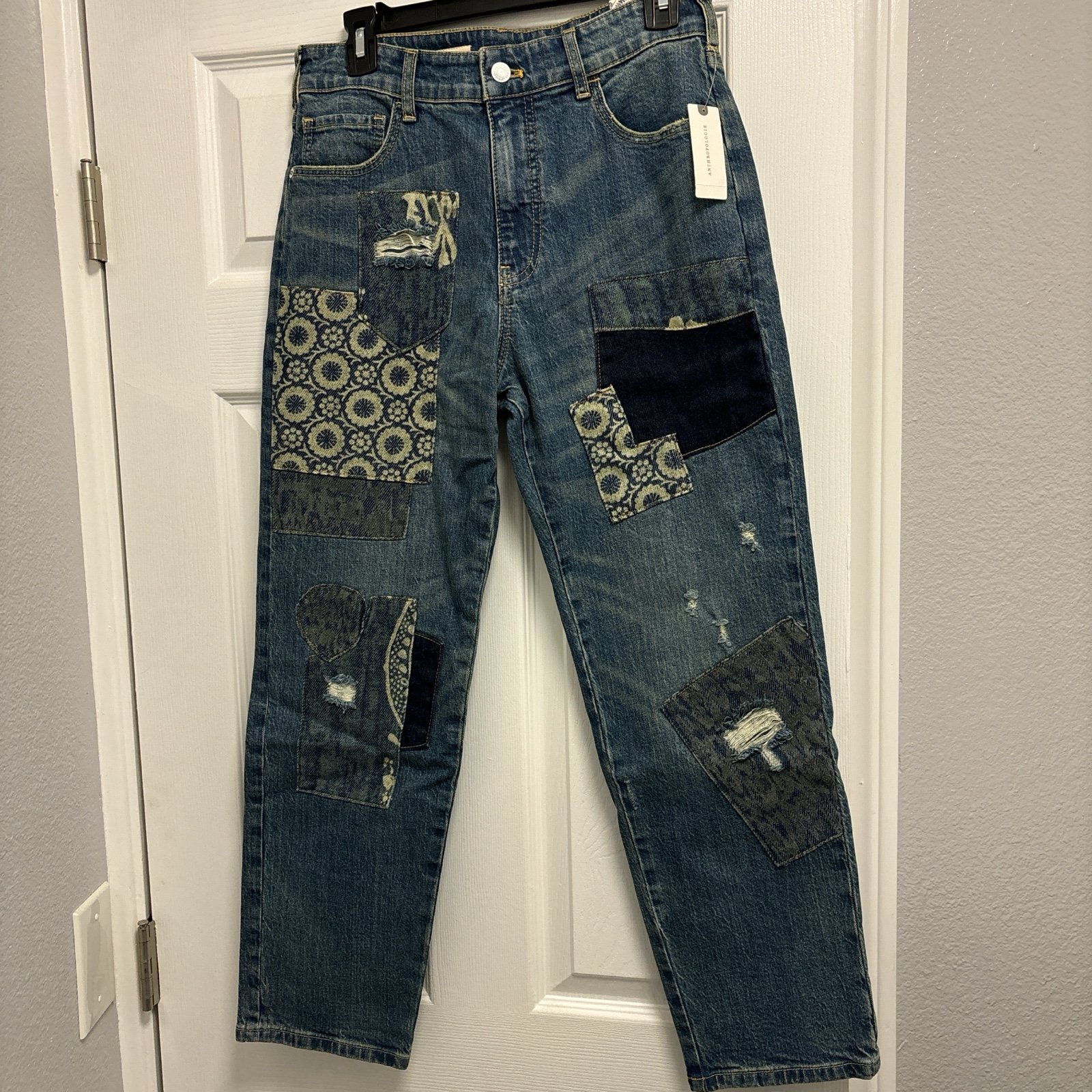 Anthropologie Pilcro Patchwork The Borrowed Boyfriend Jeans
