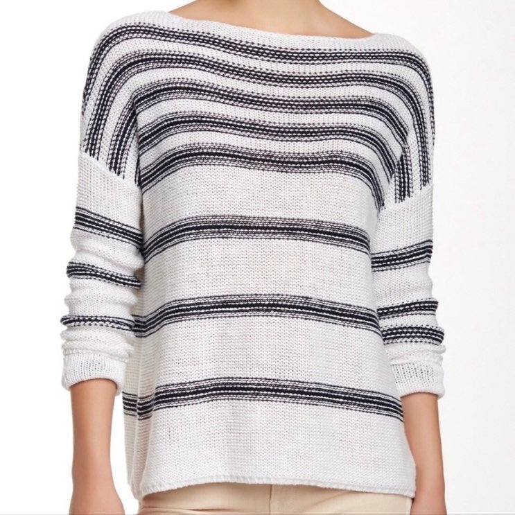 VINCE Linen Striped Sailor Pullover Knit Sweater Sz XS