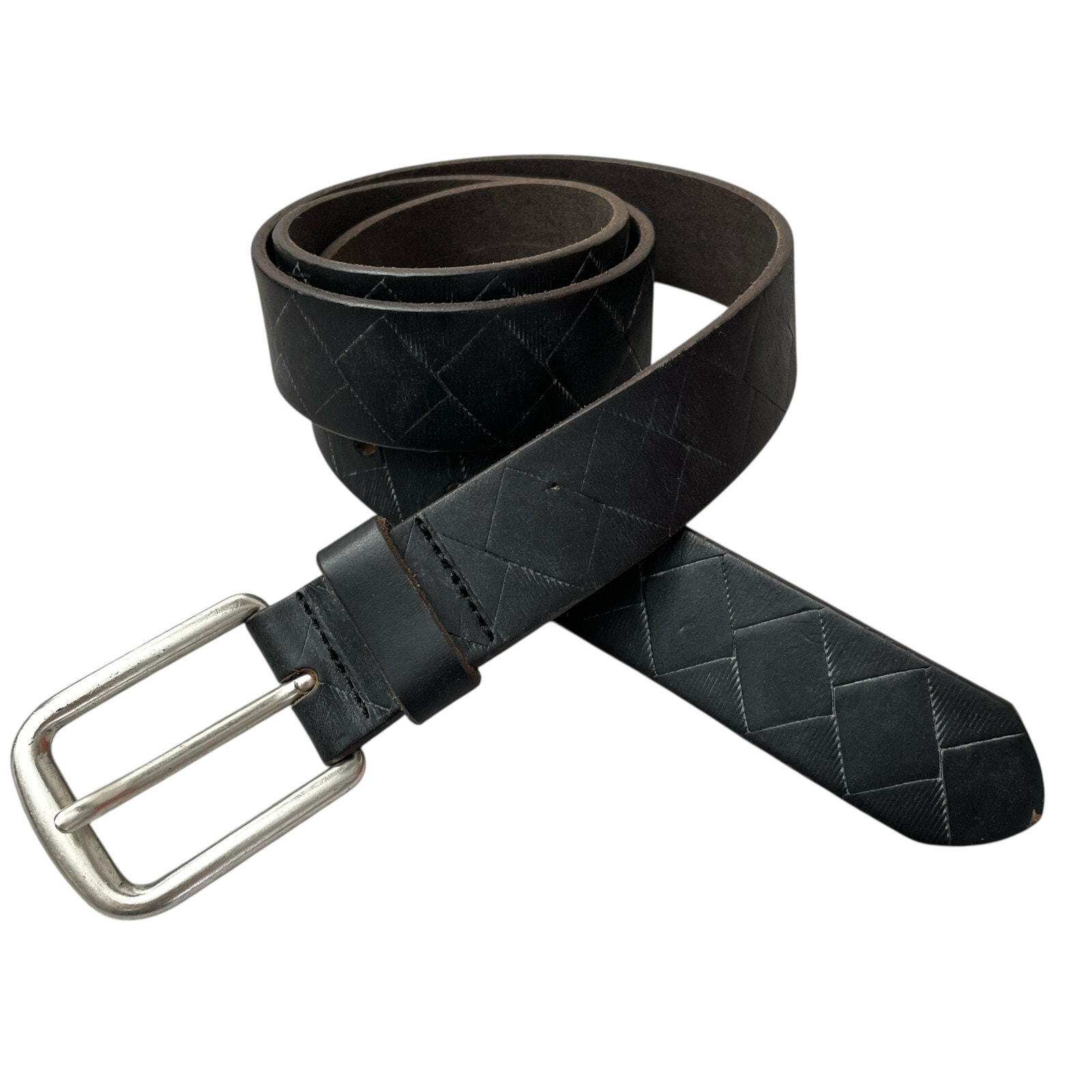 Remo Tulliani Black Horween Leather Belt 30 Mens Silvertone Buckle Made in USA