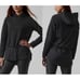 NEW Athleta Gallery Hoodie Top Long Sleeve Drawstring Waist Black Size Large