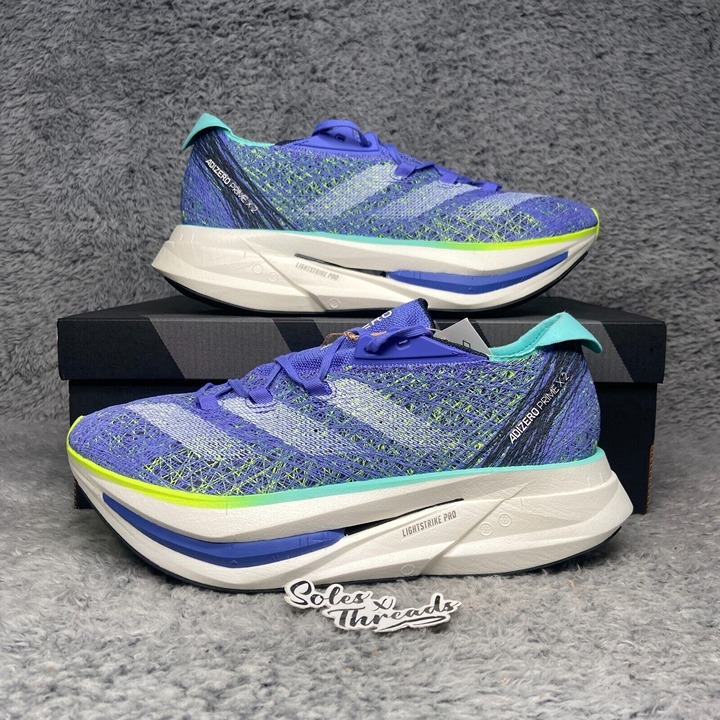 Adidas Adizero Prime x 2.0 Strung Size 9.5 Men Running Blue Lucid Lemon IF1209
