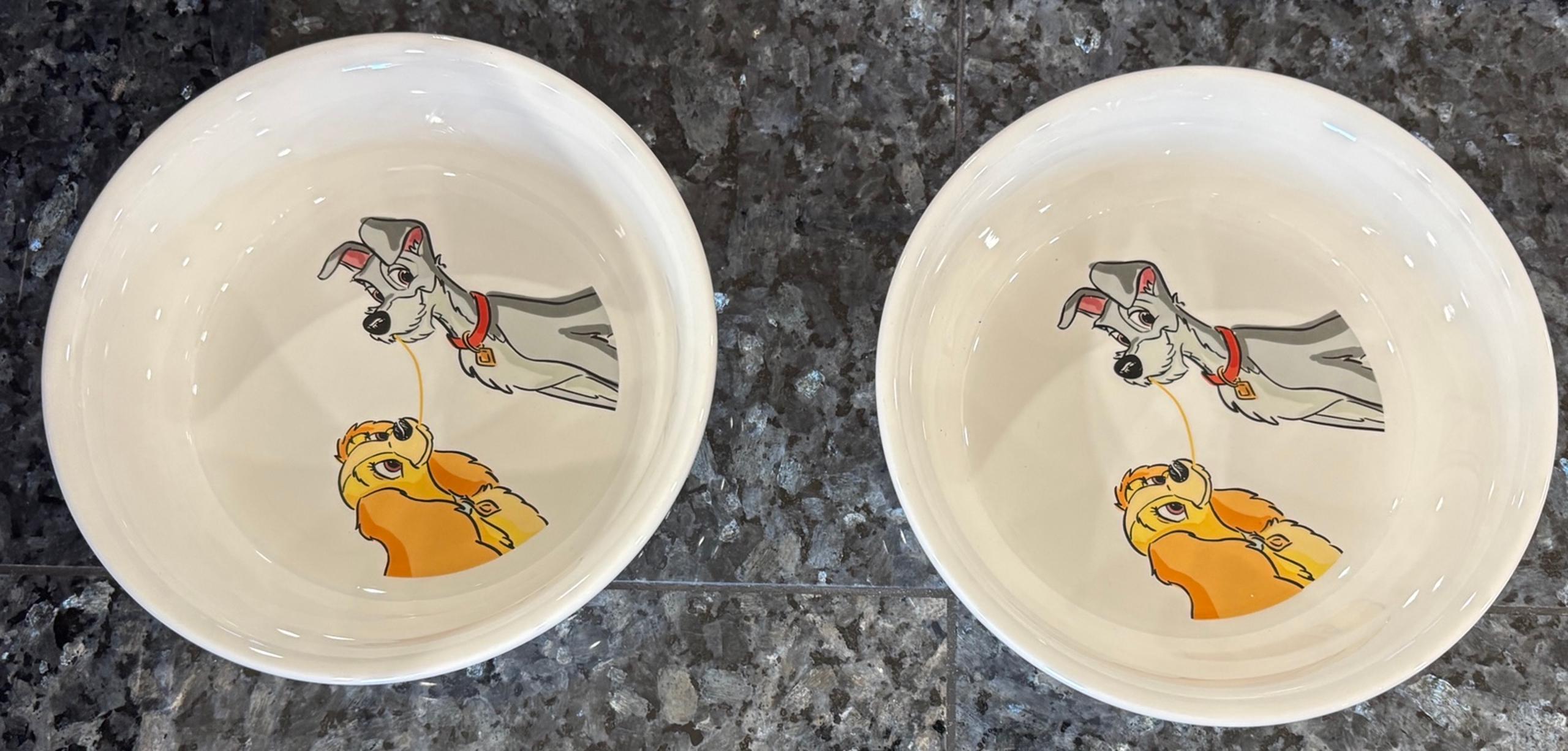 New Disney Lady and the Tramp pet dishes 2 pc set dog bowls