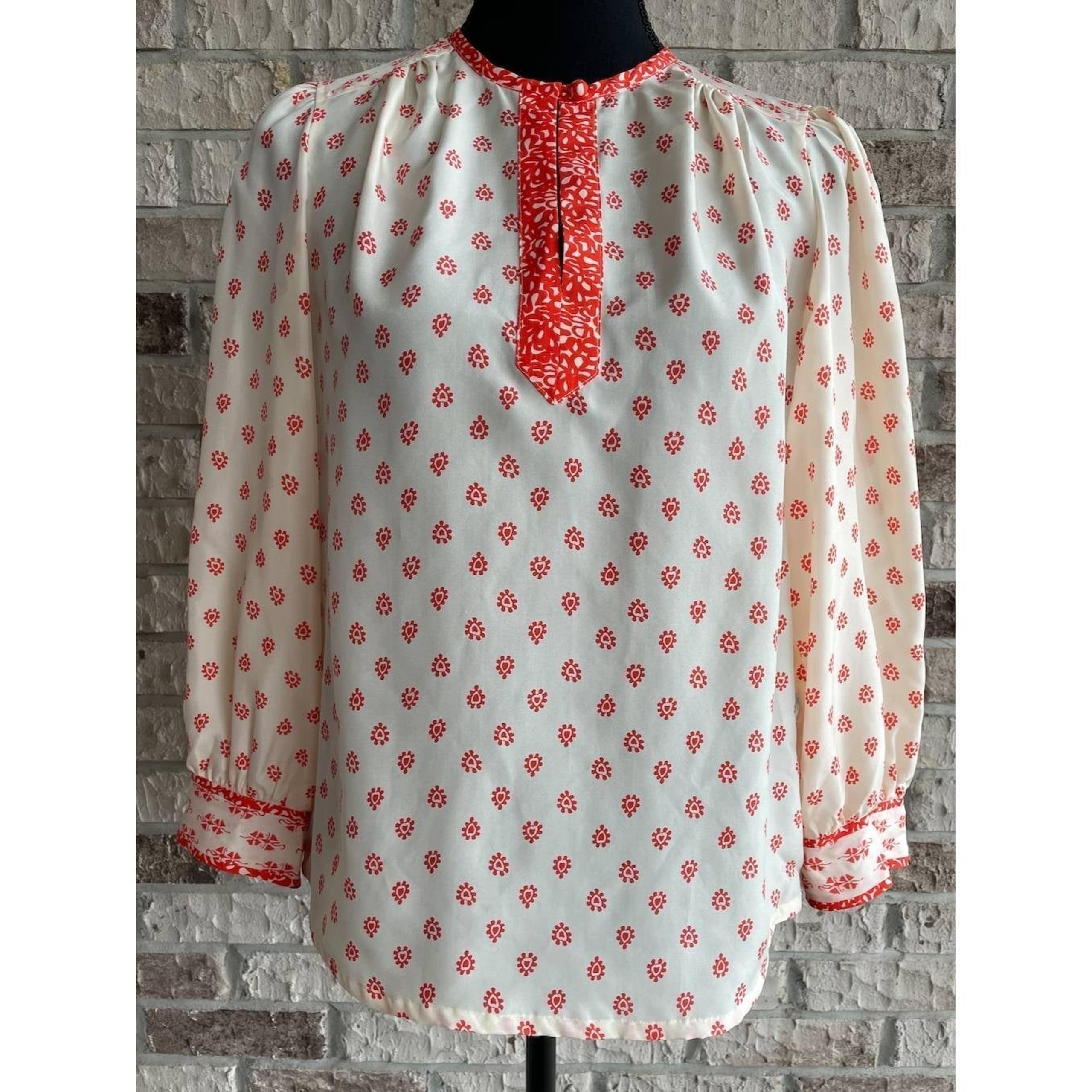 $295 Rebecca Taylor Block Print Top