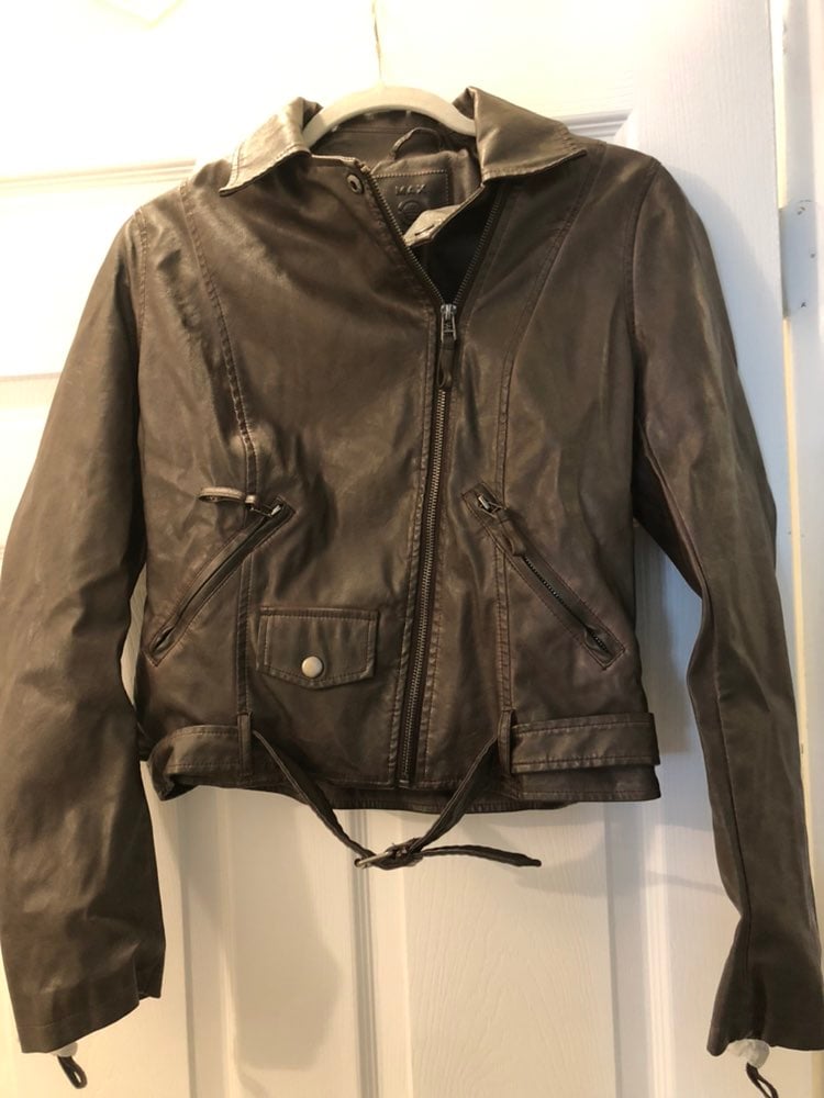 Max Studio Leather Motorcycle Jacket