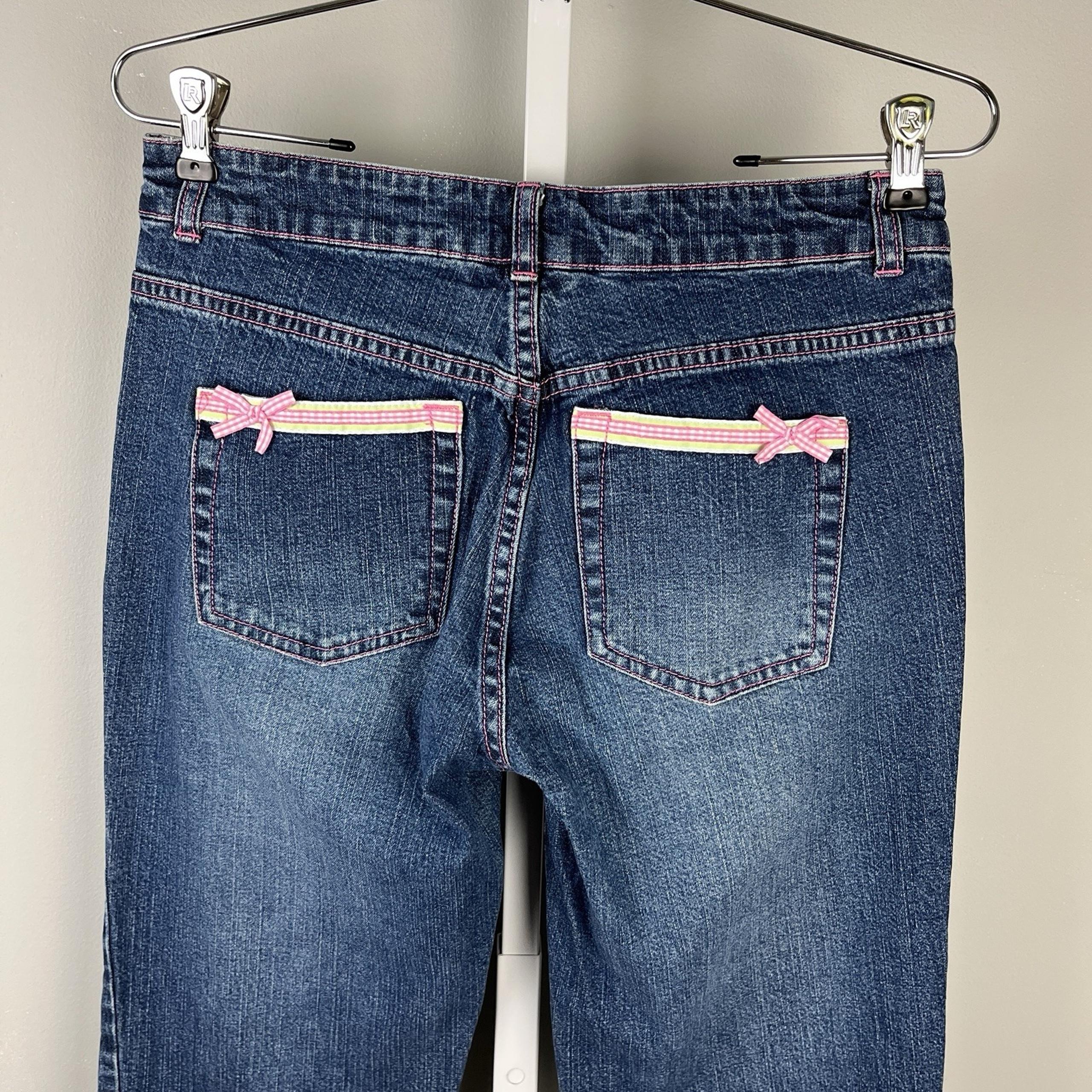 Lilly Pulitzer Denim Jeans Womens Size 6 Vintage Y2K Pink Bow Pockets